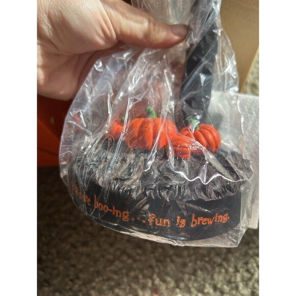 Hallmark Lighted Halloween Tree 5 Hanging Glass Ghost Ornaments Pumpkins w/Box - Picture 5 of 6